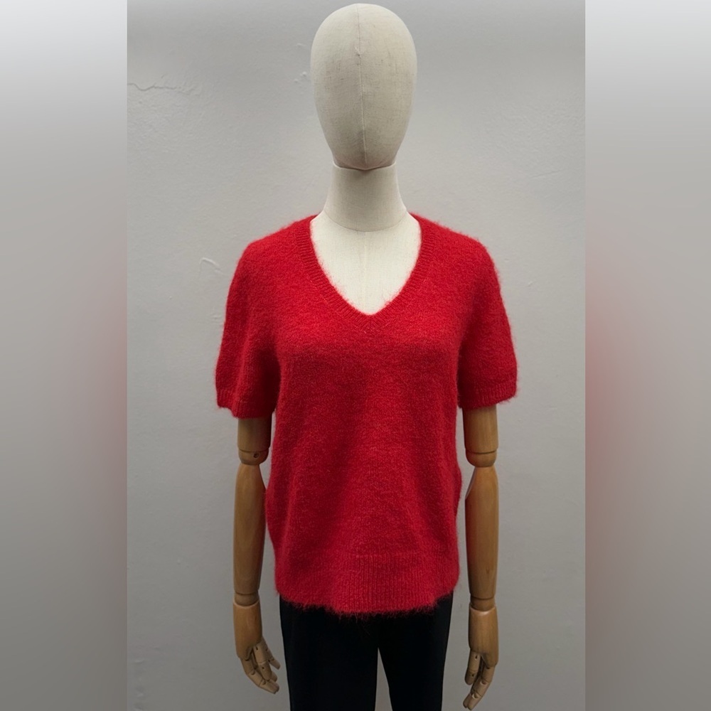 Calvin Klein Jeans Red V-Neck Sweater Size M polyester nylon wool